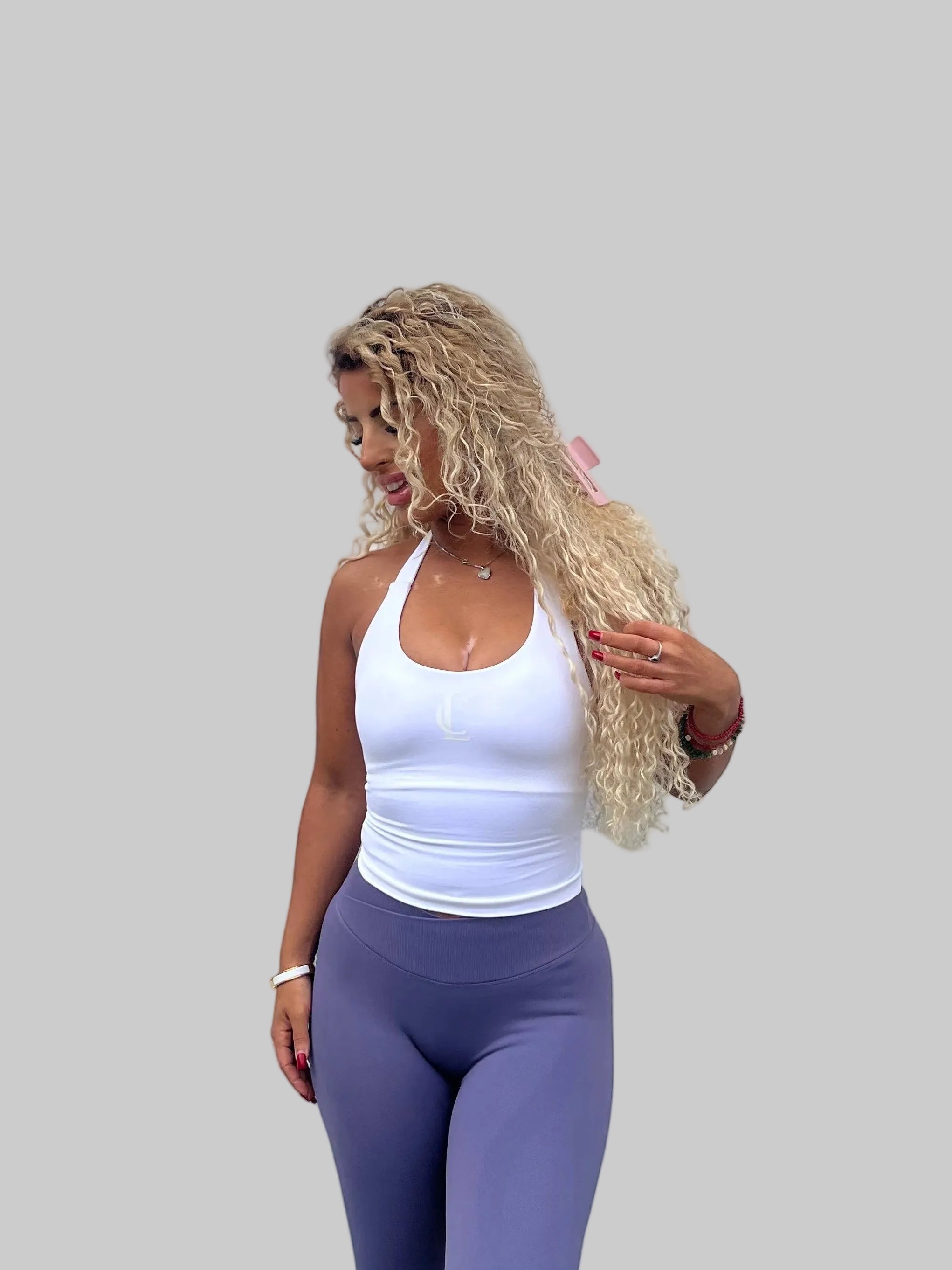 ‘Halter Singlet’ with build in bra - White