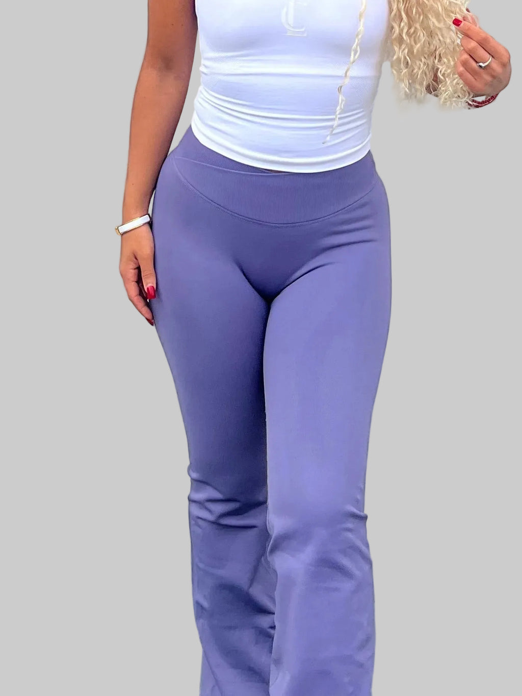 ‘Signature Scrunch Flare’ with V cross front -Gray Purple