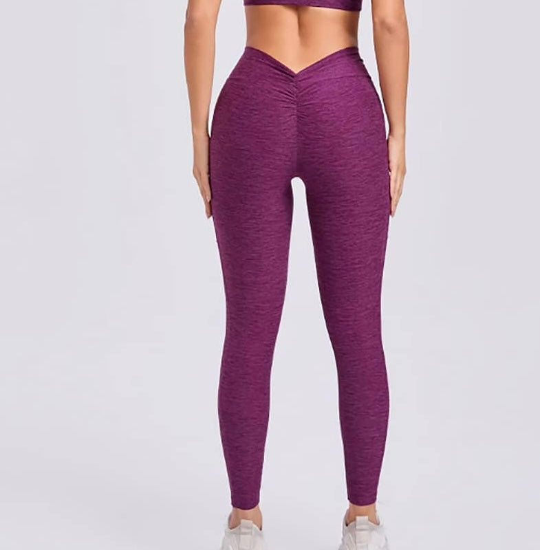 ‘V Back Scrunch Leggings’ with side pockets - Cloudy Purple