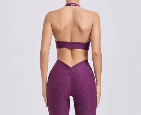 ‘Halterneck Scrunch Bra’ with removable pads - Cloudy Purple