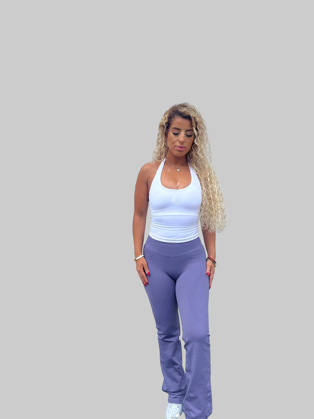 ‘Signature Scrunch Flare’ with V cross front -Gray Purple