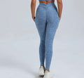 ‘V Back Scrunch Leggings’ with side pockets - Cloudy Blue