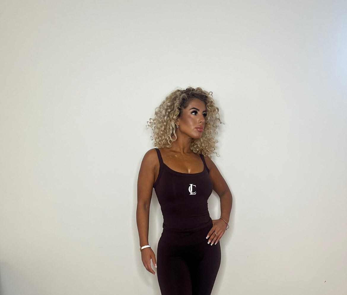 Signature ‘Singlet’ with build in bra - Chocolate Brown