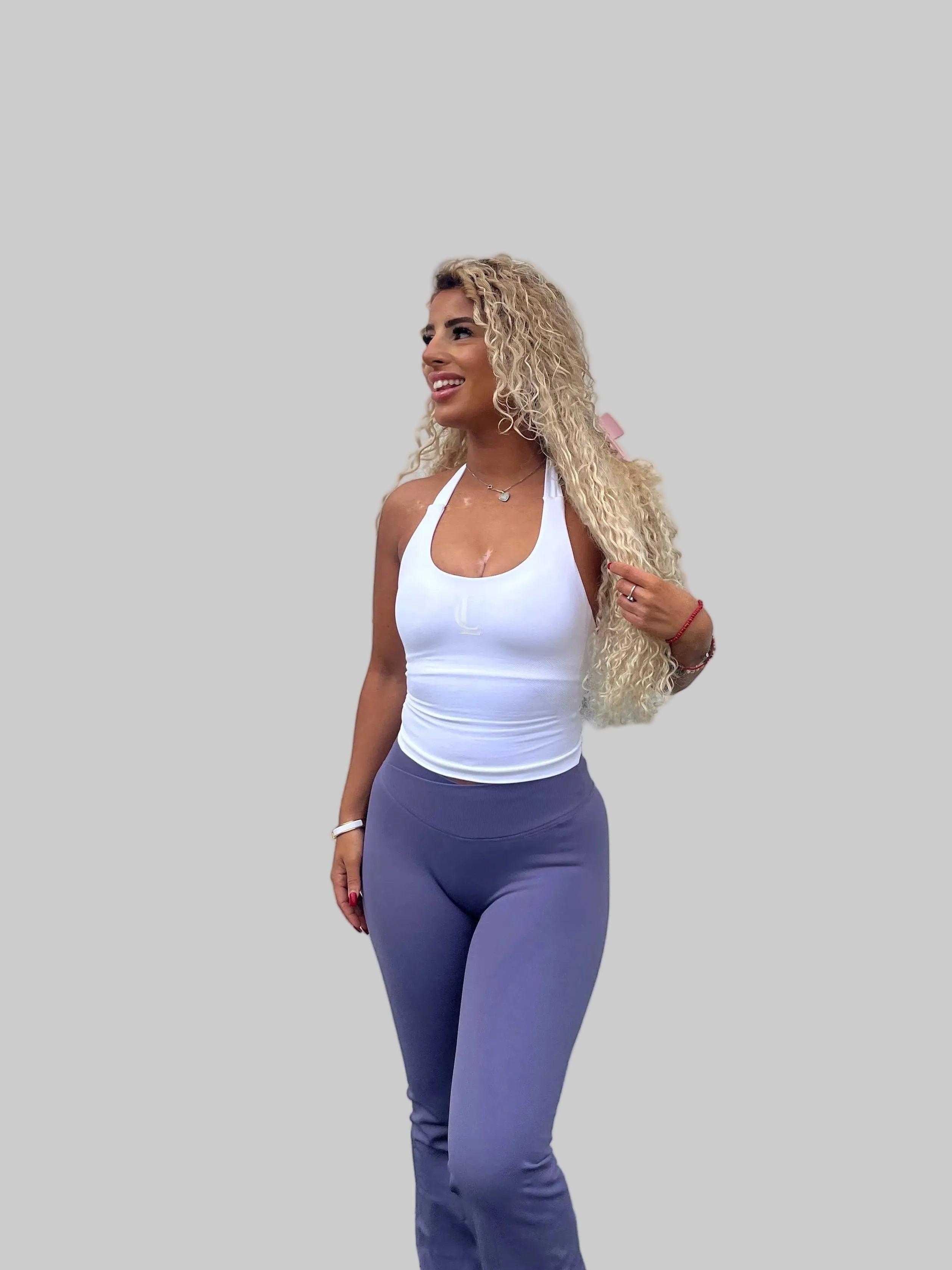 ‘Halter Singlet’ with build in bra - White