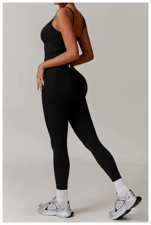 ‘Signature Scrunch Leggings’ with V cross front - Caviar Black
