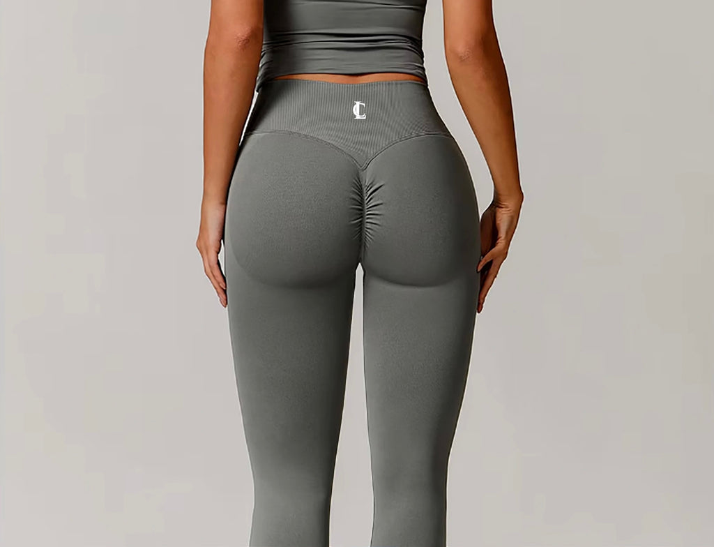 ‘Signature Scrunch Leggings’ with V cross front - Cool Grey