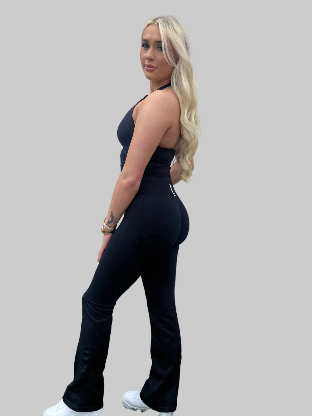 ‘Signature Scrunch Flare’ with V cross front -Black